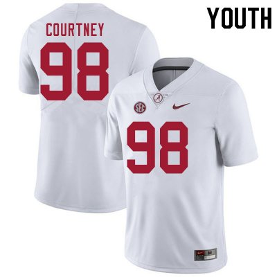 NCAA Youth Alabama Crimson Tide #98 Will Courtney Stitched College 2020 Nike Authentic White Football Jersey OP17S66MA